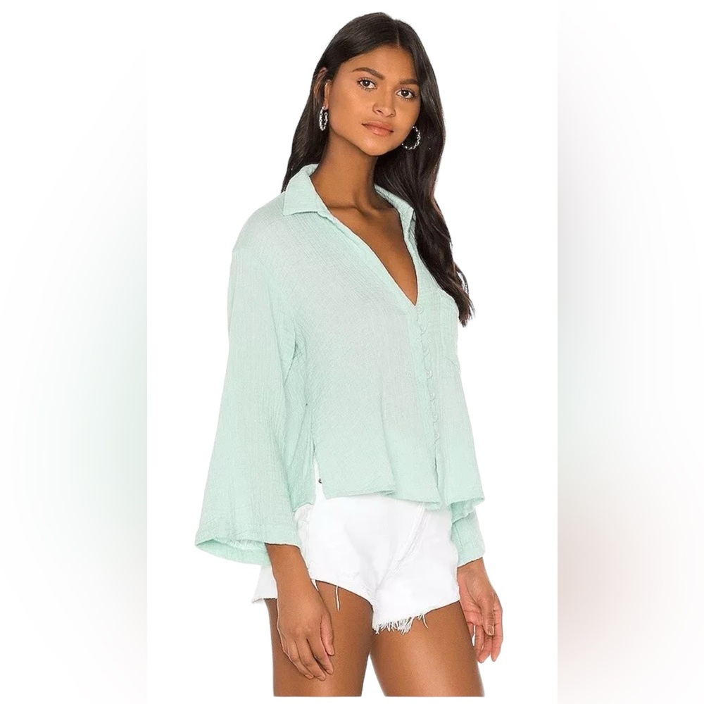 ELLEJAY Blake Blouse Mint Green Cotton Relaxed Fit XS MSRP $138